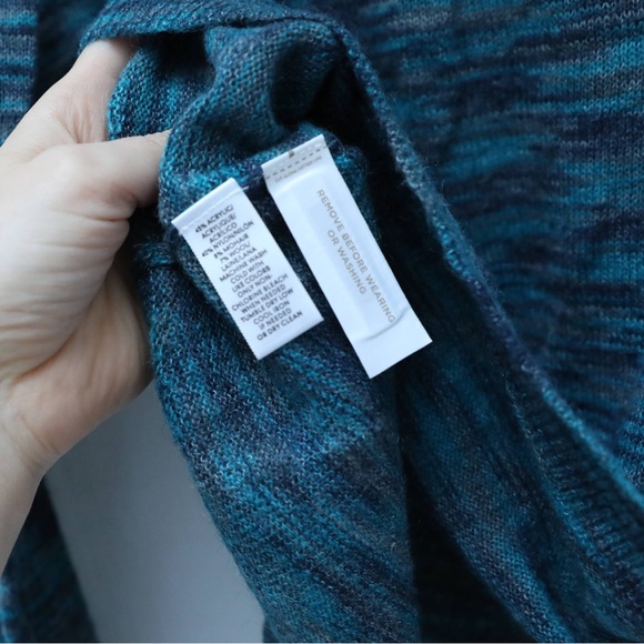 NWT LOFT blue sweater long sleeve knit top XL crewneck heathered wool mohair new - Picture 9 of 9